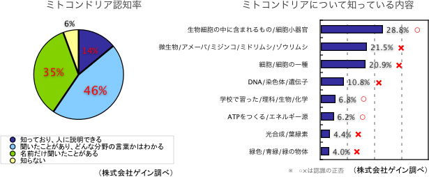 ミトコンドリアの認知率