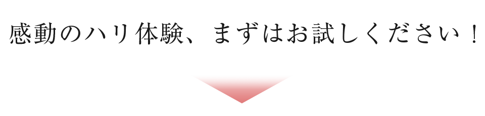 感動のハリ体験、まずはお試しください！
