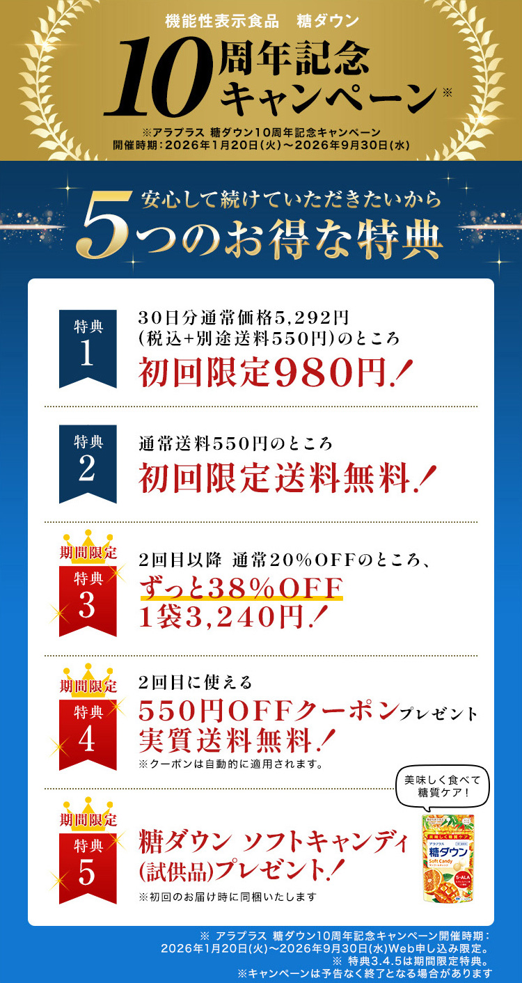 10周年記念キャンペーン 5つのお得な特典