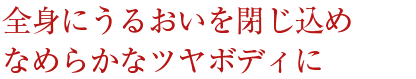 全身にうるおいを閉じ込めなめらかなツヤボディに