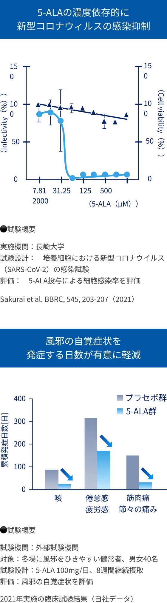 5-ALAによる抗炎症作用と生合成経路およびHO-1発現の関係を示す図